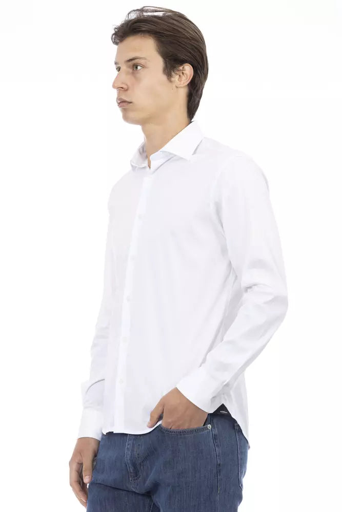 Baldinini Trend Sleek White Italian Collar Slim Shirt