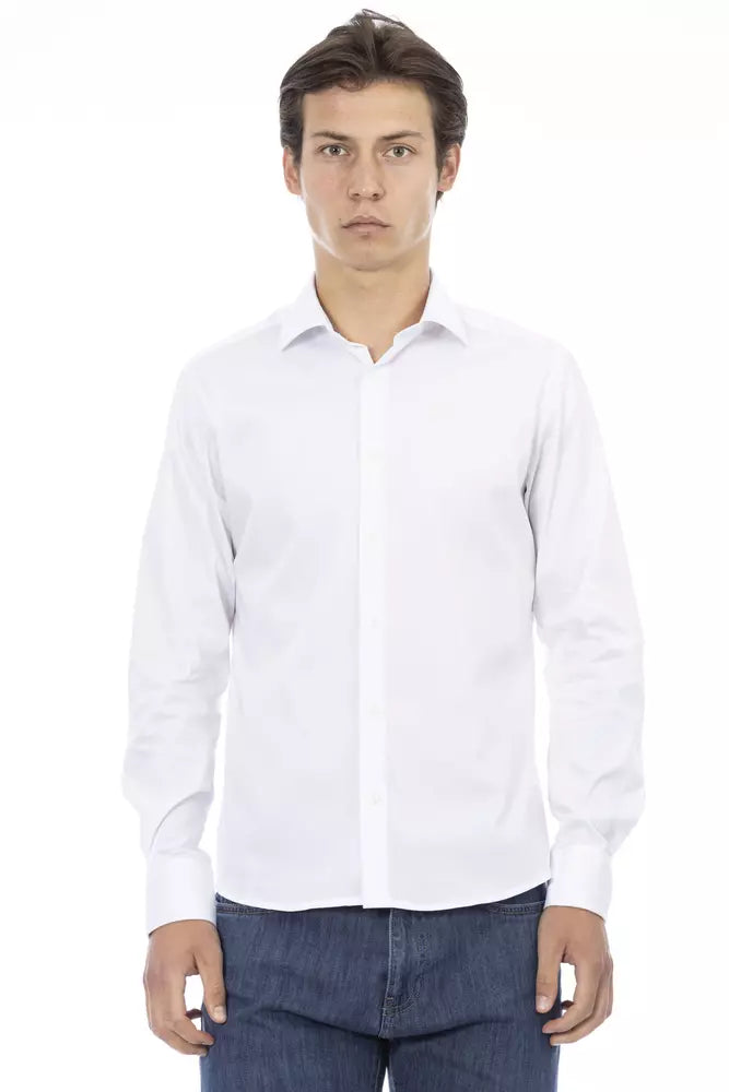 Baldinini Trend Sleek White Italian Collar Slim Shirt