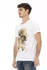 Trussardi Action Elegant White Printed Tee for Men