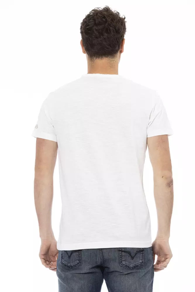 Trussardi Action Elegant White Printed Tee for Men