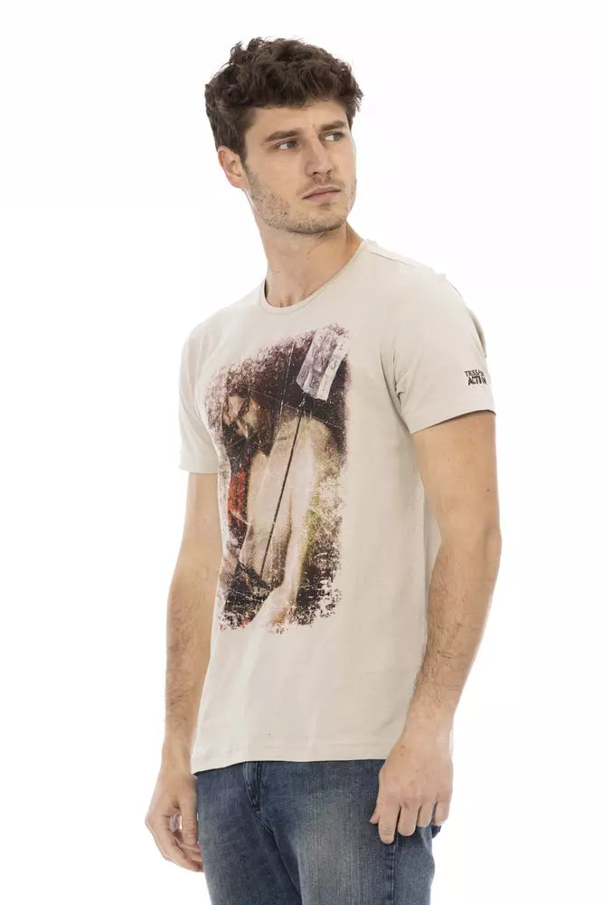 Trussardi Action Beige Cotton Blend Tee for Men