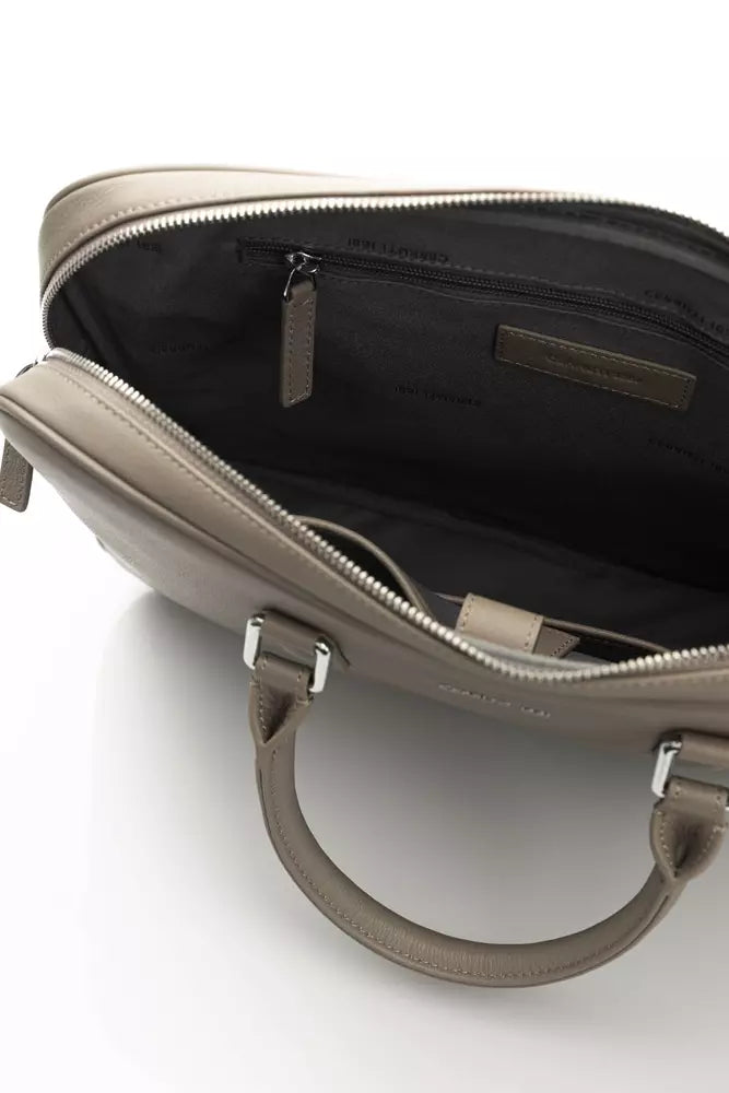 Cerruti 1881 Chic Gray Leather Crossbody Elegance