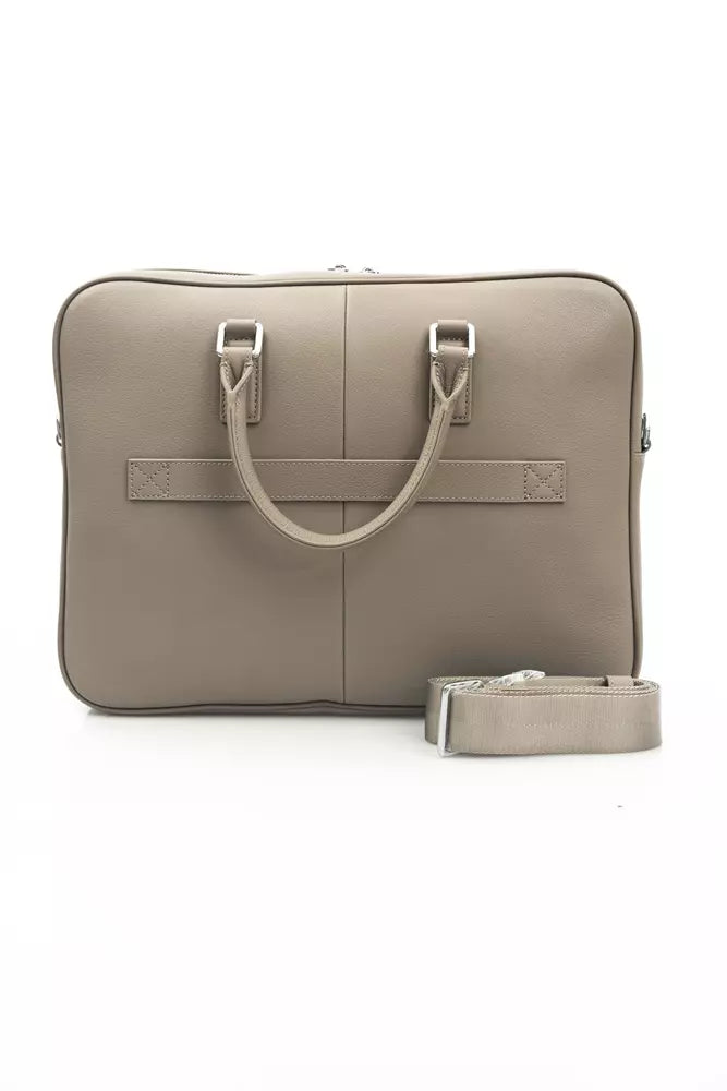 Cerruti 1881 Chic Gray Leather Crossbody Elegance