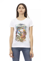 Trussardi Action Elegant White Short Sleeve Tee with Front Print