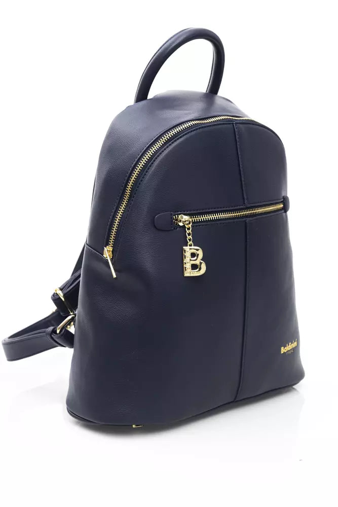 Baldinini Trend Chic Blue Backpack with Golden Accents