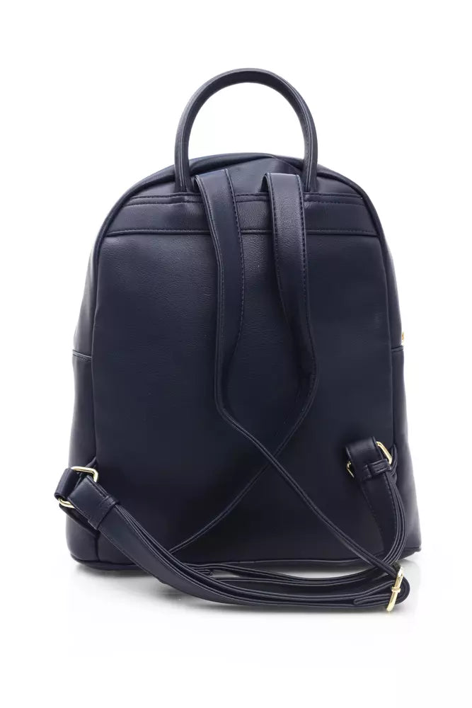 Baldinini Trend Chic Blue Backpack with Golden Accents