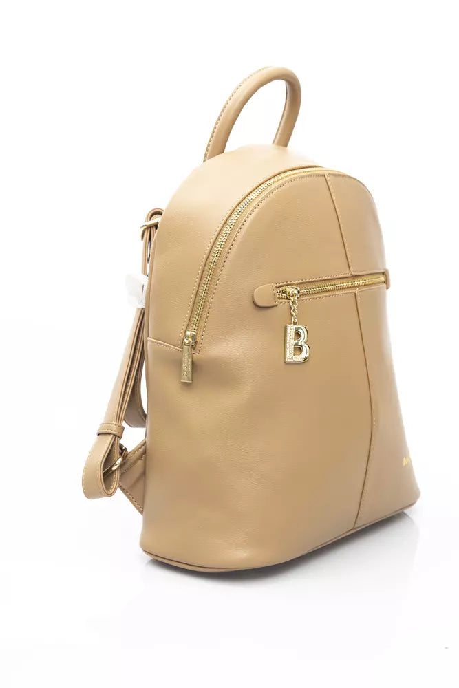 Baldinini Trend Chic Beige Backpack with Golden Accents