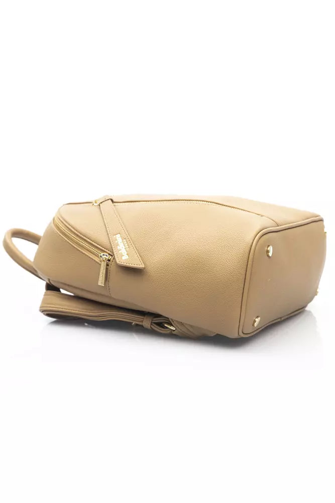 Baldinini Trend Elegant Beige Backpack with Golden Accents