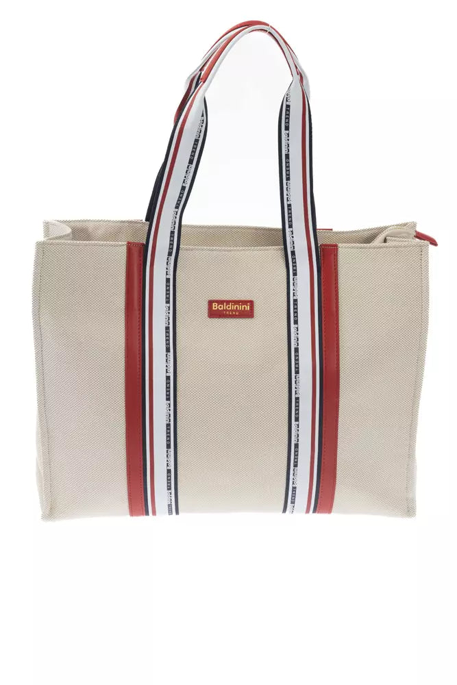 Baldinini Trend Elegant White Shoulder Bag with Logoed Lining