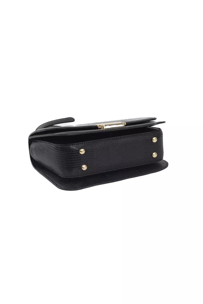 Baldinini Trend Chic Black Crossbody With Golden Accents