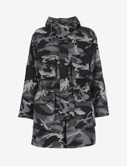 Armani Exchange Camouflage Grey Hooded Trench