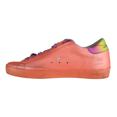 Golden Goose Orange Glitter Lace Sneakers with Suede Star Detail