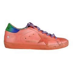 Golden Goose Orange Glitter Lace Sneakers with Suede Star Detail