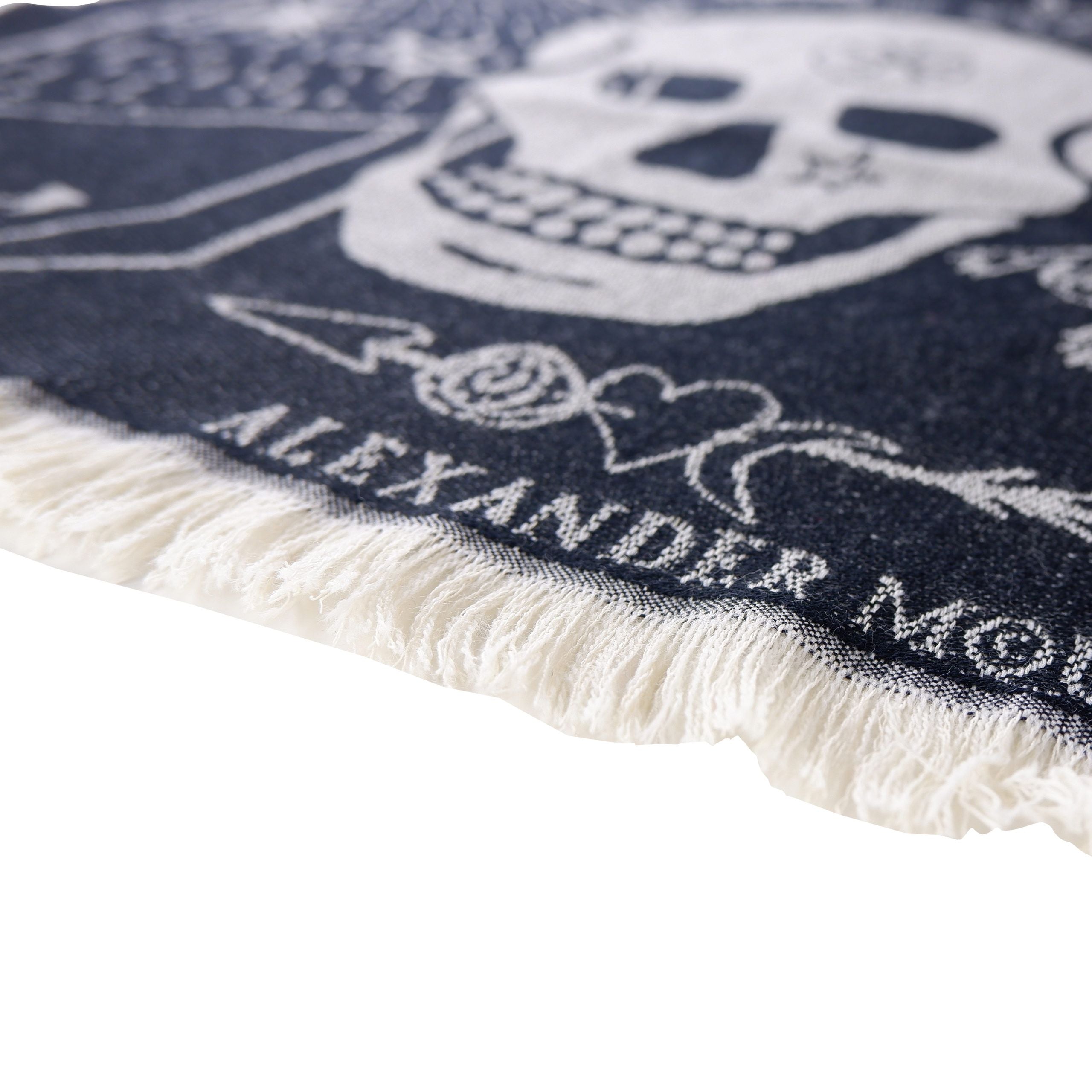 Alexander McQueen Iconic Skull Pattern Wool Scarf - Black and Grey