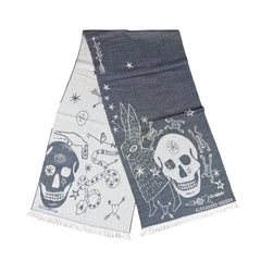 Alexander McQueen Iconic Skull Pattern Wool Scarf - Black and Grey