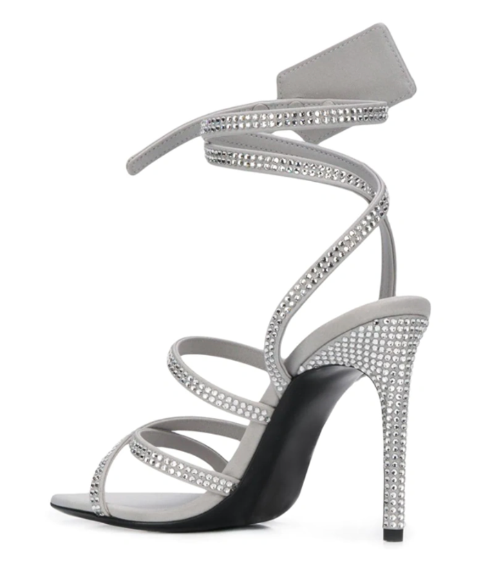 Off-White Dazzling Diamond-Embellished Grey Sandals