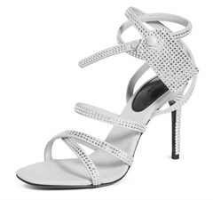 Off-White Dazzling Diamond-Embellished Grey Sandals