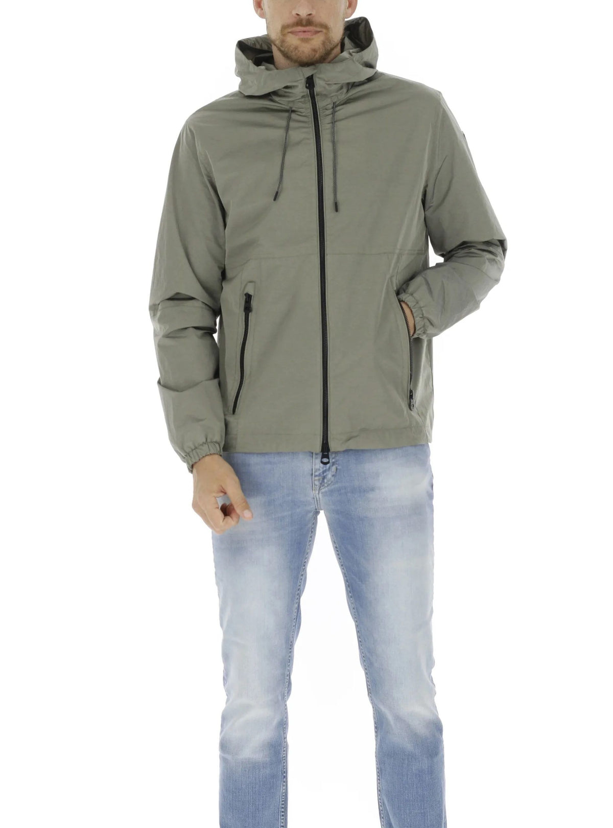 Fred Mello Beige Windproof Hooded Jacket for Men