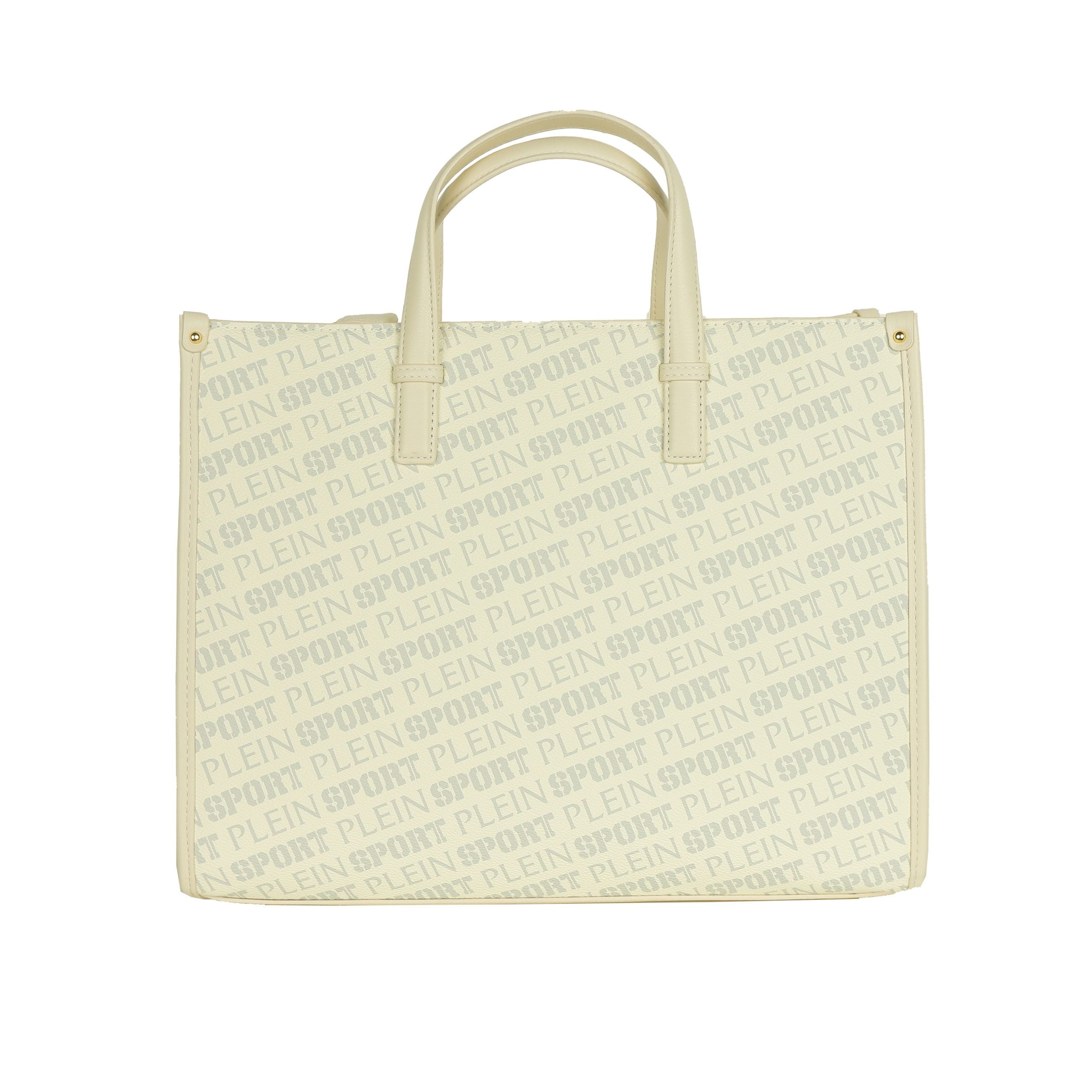 Plein Sport Elegant White Tote Bag with Cross Belt & Key-Chain