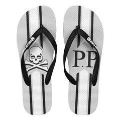 Philipp Plein Chic Gray Logo-Print Women's Flip Flops