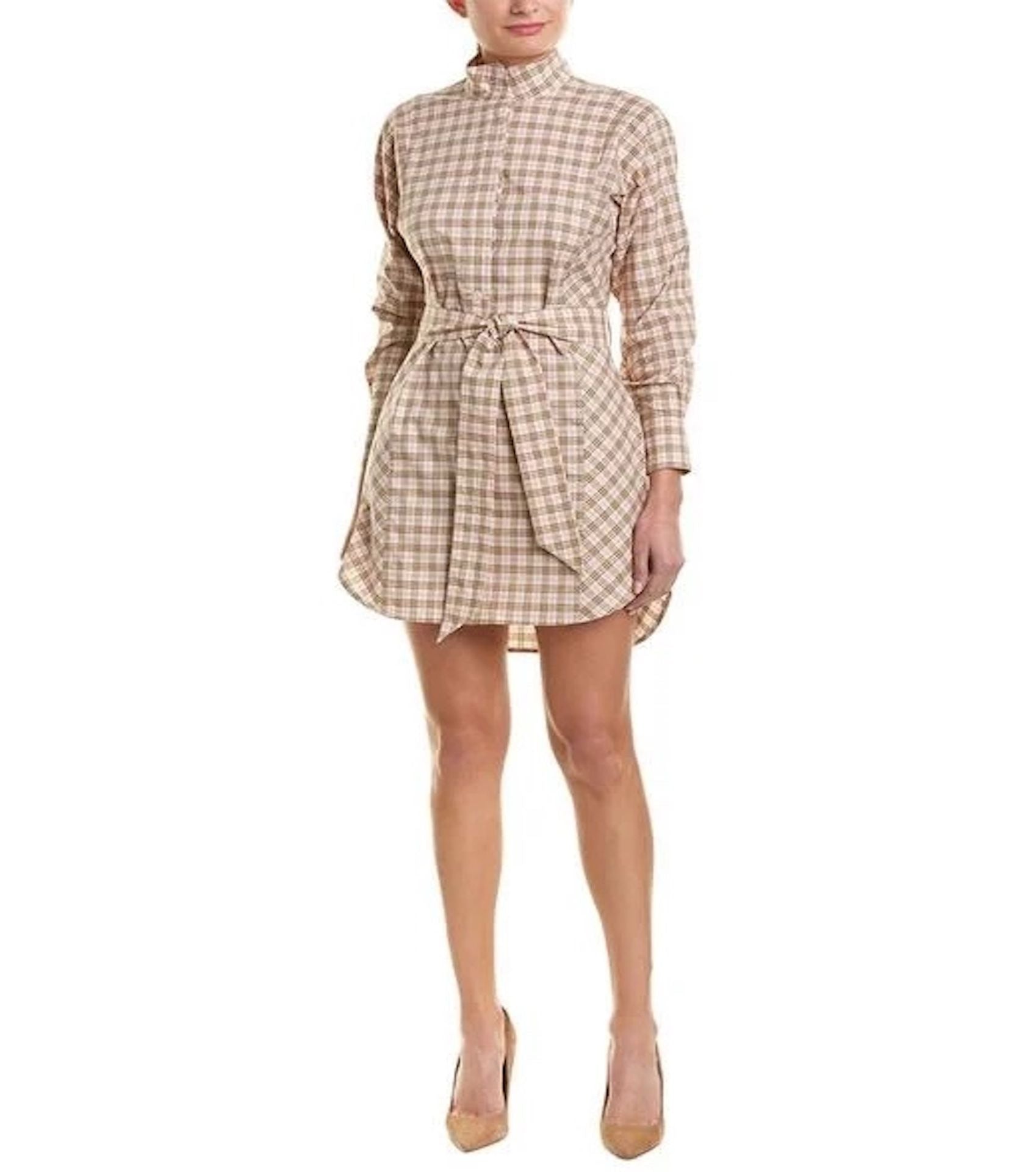 Burberry Iconic Check Cotton Shirt Dress in Pink