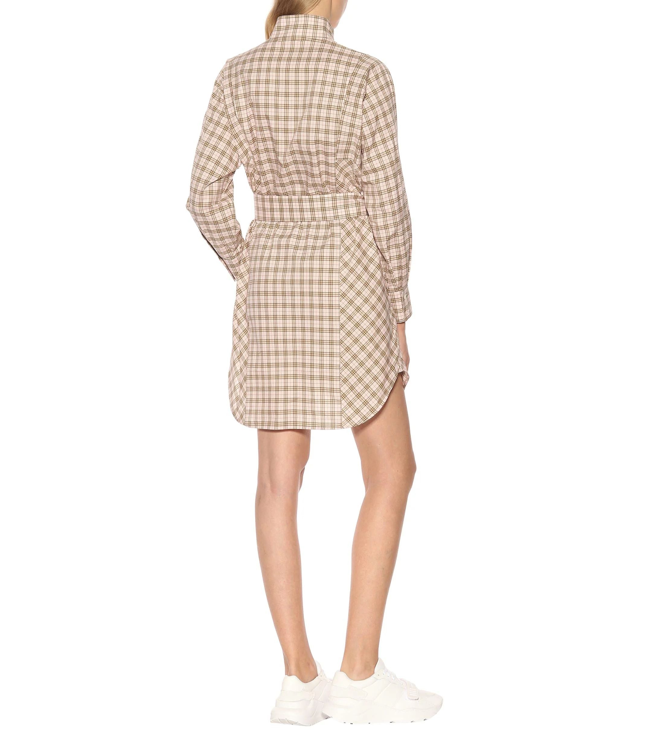 Burberry Iconic Check Cotton Shirt Dress in Pink