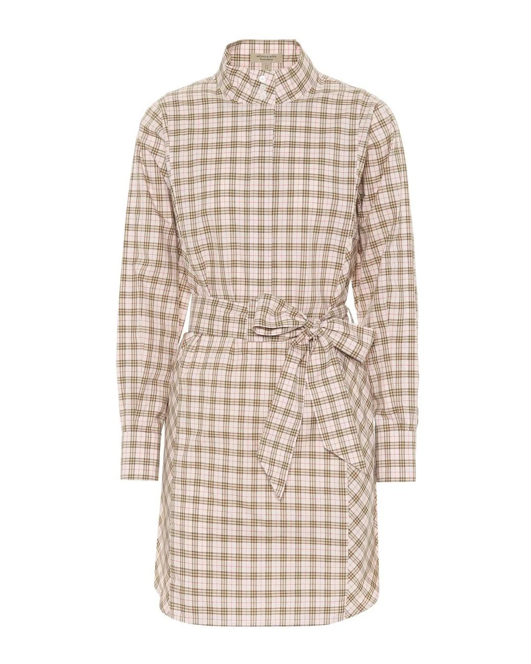 Burberry Iconic Check Cotton Shirt Dress in Pink