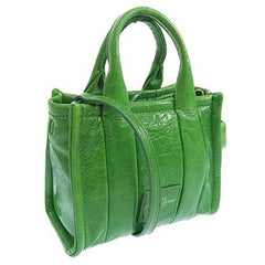 Marc Jacobs The Shiny Crinkle Micro Tote Leather Crossbody Handbag (Fern Green)