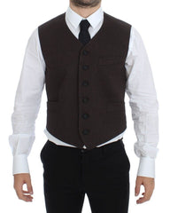 Dolce & Gabbana Brown Cotton Blend Dress Vest Gilet