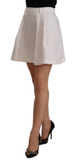 Ermanno Scervino White High Waist A-line Mini Cotton Skirt