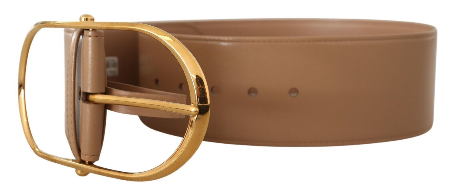 Dolce & Gabbana Dolce & Gabbana Beige Leather Gold Metal Oval Buckle Women's Belt