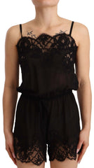 Dolce & Gabbana Elegant Black Silk Lace Chemise Babydoll