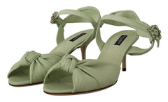 Dolce & Gabbana Elegant Aqua Green Ankle Strap Crystal Sandals