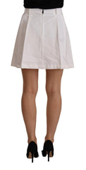 Ermanno Scervino White High Waist A-line Mini Cotton Skirt