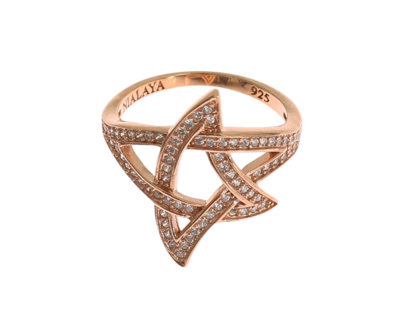 Nialaya Pink Gold Plated Silver CZ Crystal Ring