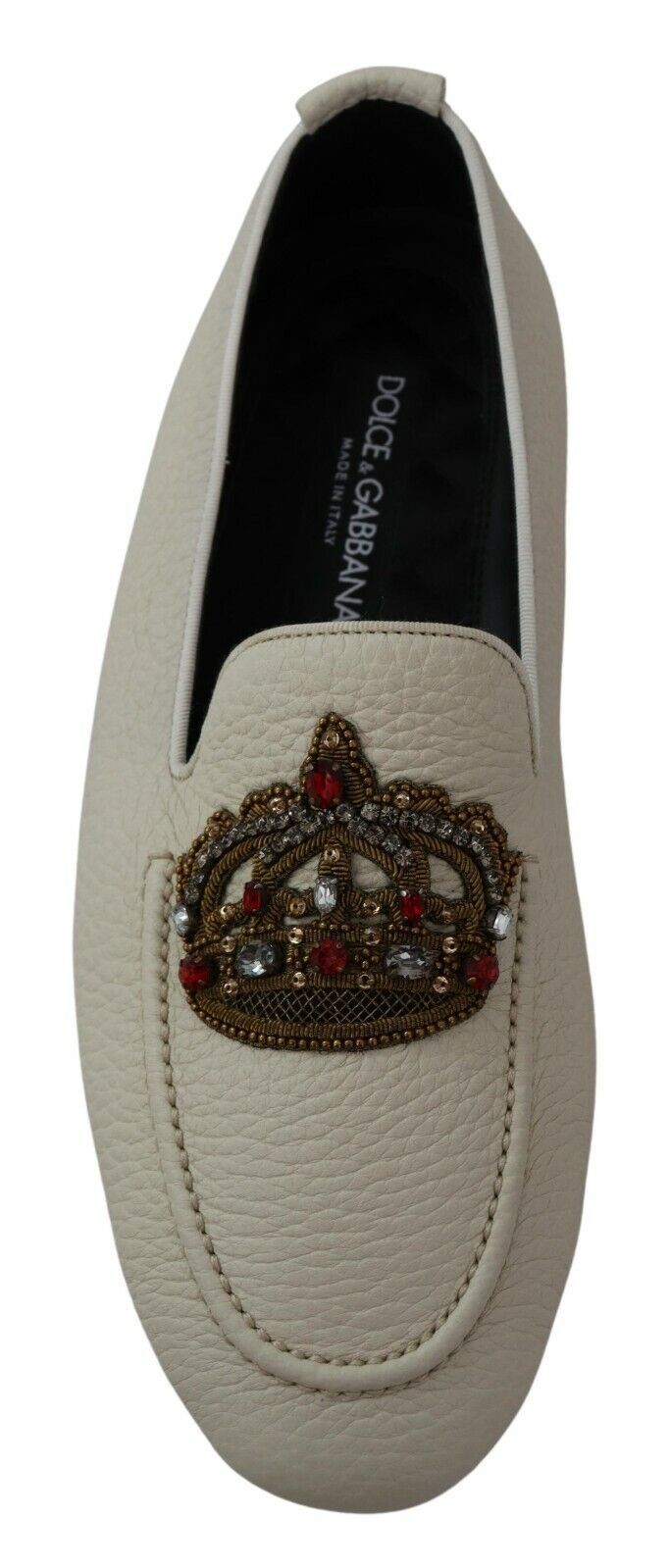 Dolce & Gabbana Elegant Beige Leather Loafers Slides Dress Shoes