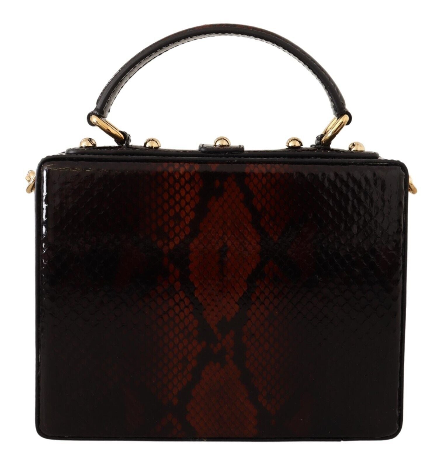 Dolce & Gabbana Elegant Bordeaux & Black Python Leather Crossbody Bag