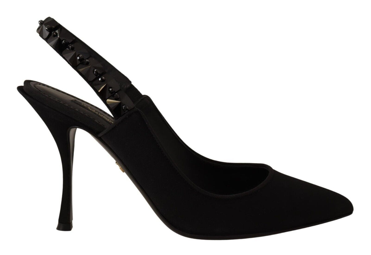 Dolce & Gabbana Elegant Black Silk Blend Slingback Pumps