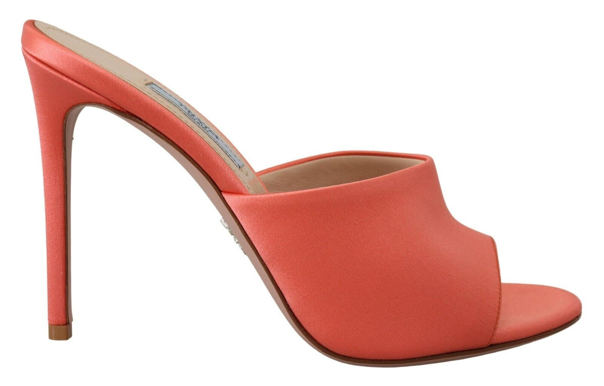 Prada Elegant Coral Leather Heels Sandals