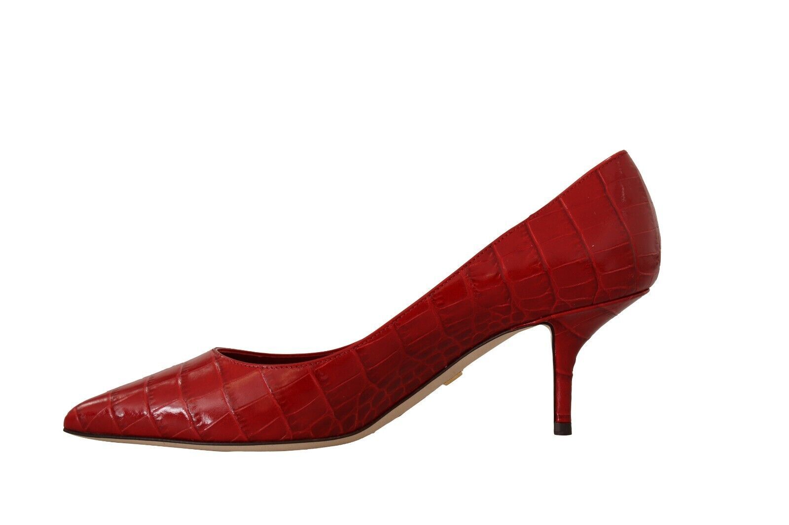 Dolce & Gabbana Red Leather Kitten Heels Pumps Women's Shoes