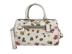 COACH (CA229) Floral Field Leather Rowan Medium Satchel Handbag Purse Crossbody