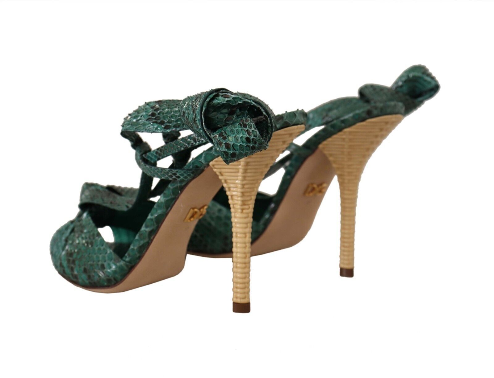 Dolce & Gabbana Emerald Exotic Leather Heeled Sandals