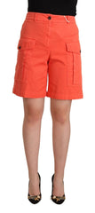 Peserico Chic High-Waisted Cargo Shorts in Vibrant Orange