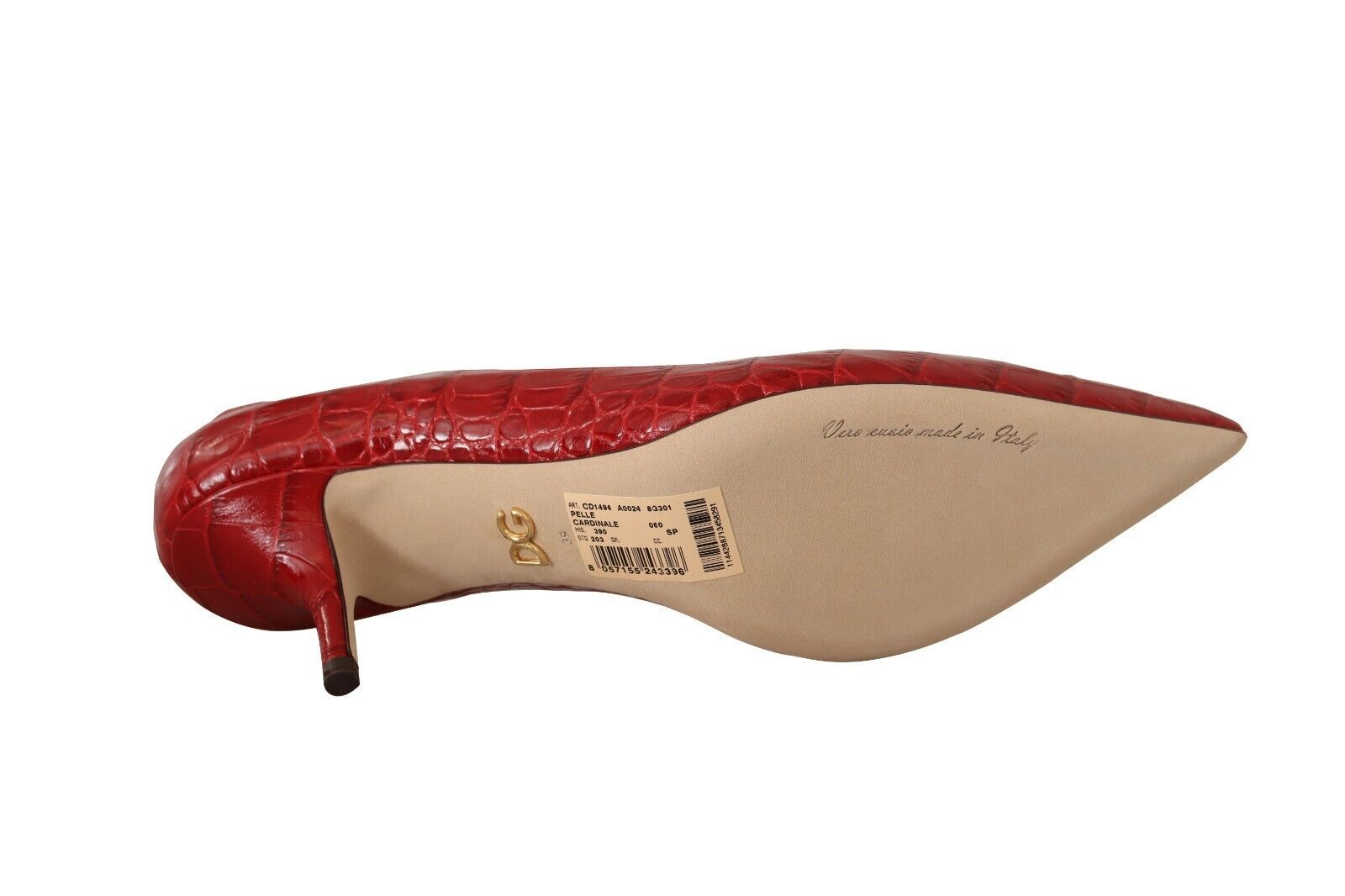 Dolce & Gabbana Red Leather Kitten Heels Pumps Women's Shoes