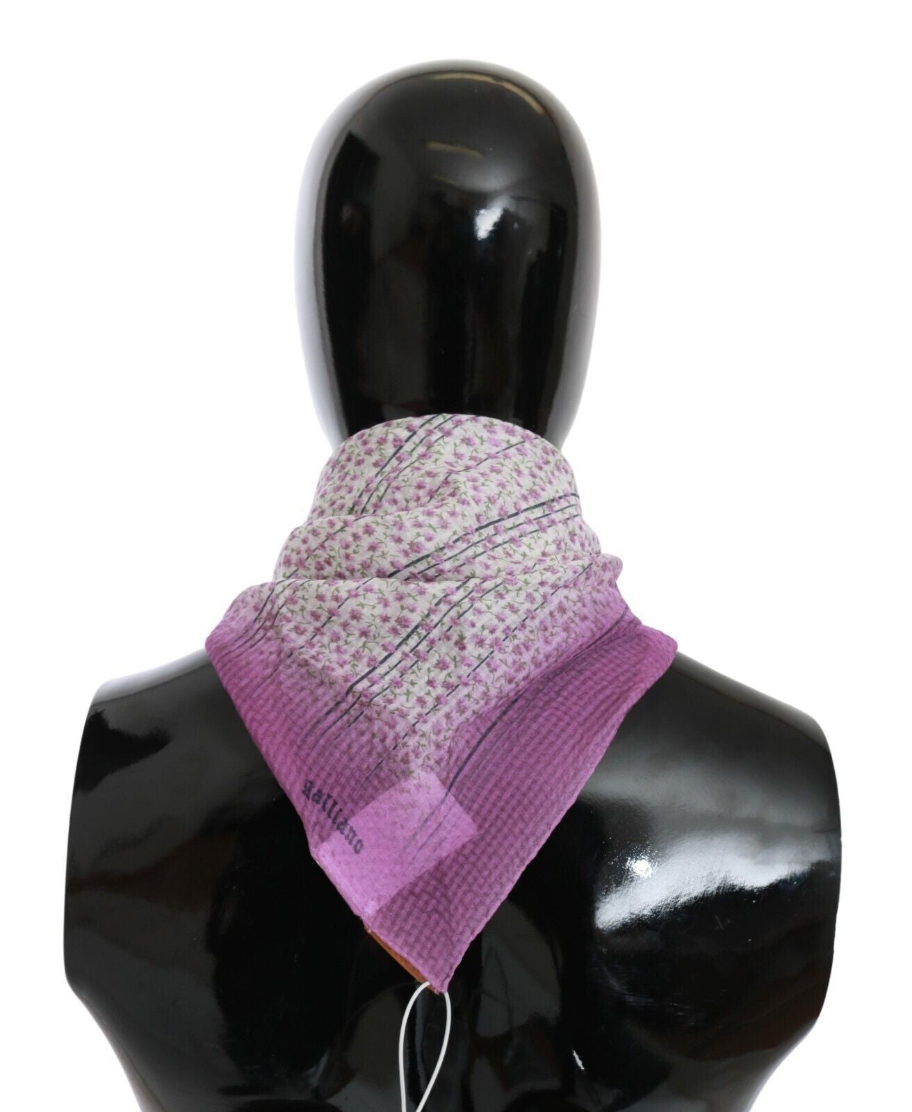 John Galliano Pink Bandana Head Wrap Foulard Square Scarf