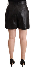 Dolce & Gabbana Elegant Black Leather High Waist Shorts