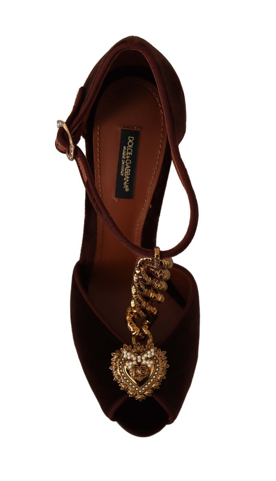 Dolce & Gabbana Maroon Devotion T-Chain Heels Sandals