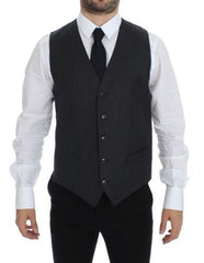 Dolce & Gabbana Gray Wool Formal Dress Vest Gilet Weste