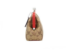 COACH Nora Small Khaki Red Signature PVC Kisslock Chain Crossbody Bag