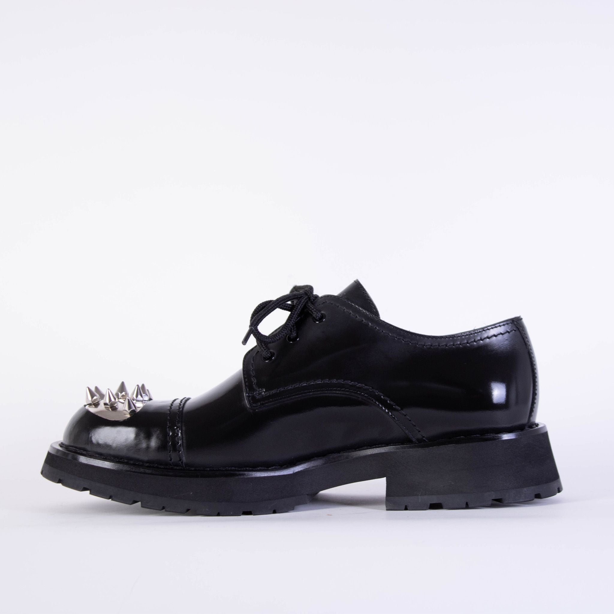 Alexander McQueen Studded Black Leather Derby Shoes